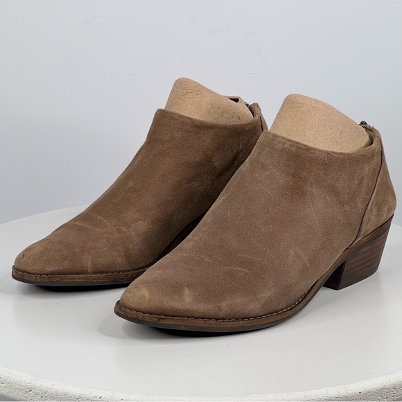 Lucky Brand Booties Brown Suede Ankle Boots Boho Western Leather Festival 9 - Picture 1 of 15